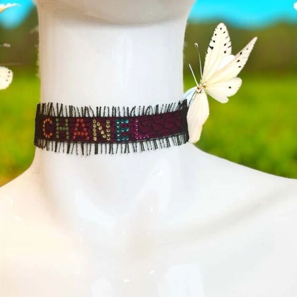 Chanel Embellished Black Choker Necklace - Picture 2 of 6